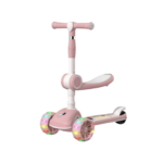 2 in 1 Foldable Scooter with Seat & LED Flash Wheels - Pink - Image 4