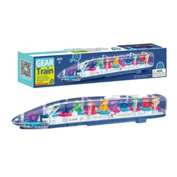 Transparent Gear Train Toy with Rotating Gears, Music & LED Lights