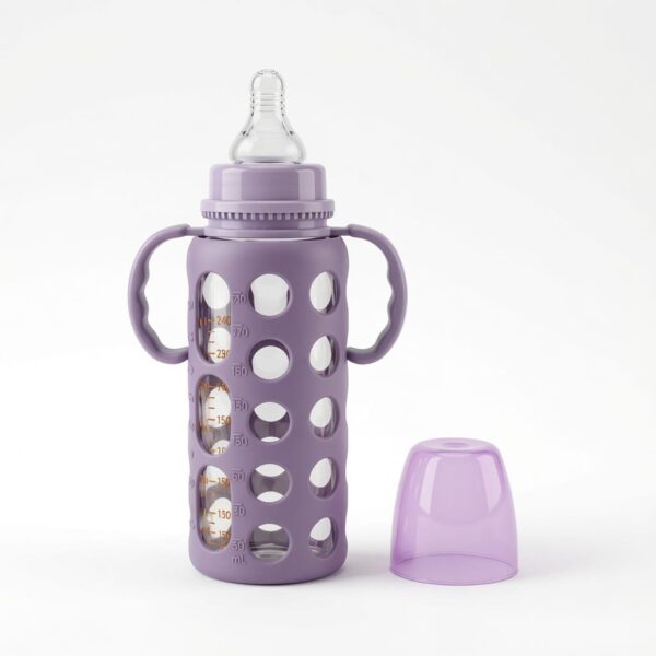 Minitree Glass Feeding Bottle 240ml – Purple