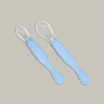 Apple Bear Baby Silicone Feeding Spoon Set 2pcs - Blue - Image 2