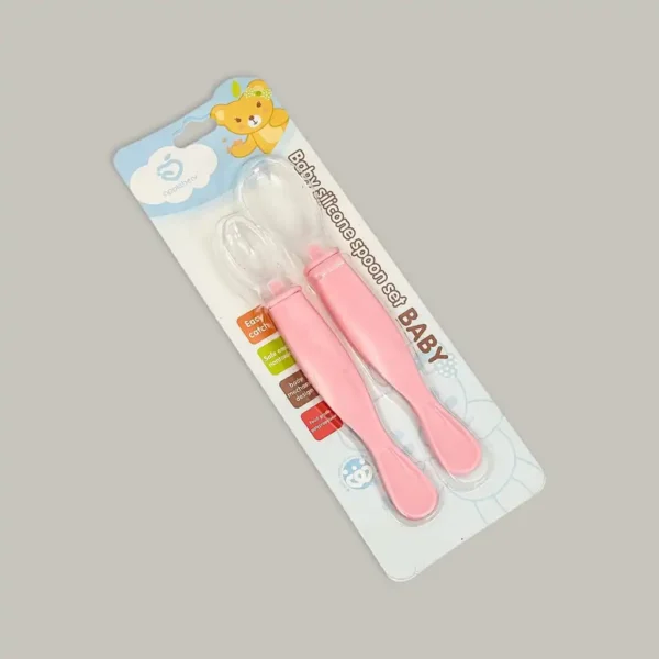 Apple Bear Baby Silicone Feeding Spoon Set 2pcs - Pink