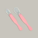 Apple Bear Baby Silicone Feeding Spoon Set 2pcs - Pink - Image 2